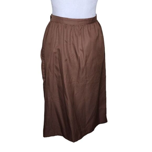 Vintage 80s Judy Bond Basic Skirt Pockets Womens Size Small Brown Office Work - Picture 2 of 4